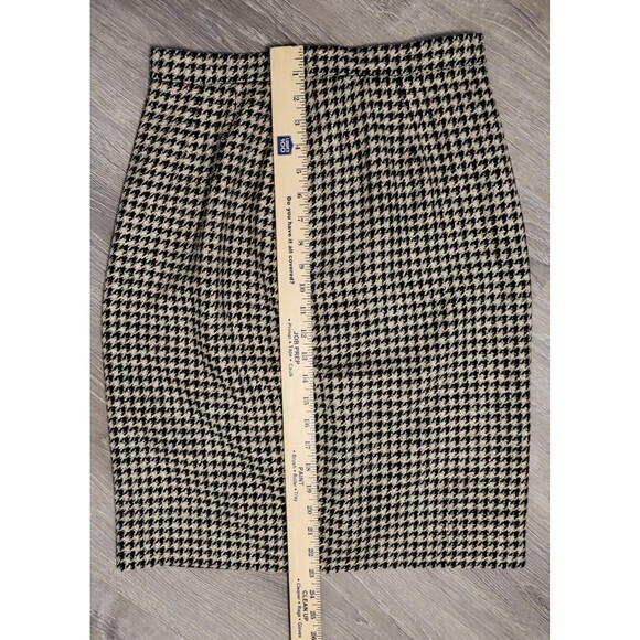Carlisle Houndstooth Mindi Skirt Black White Wool‎ Silk Size 8 With Pockets - Picture 4 of 12